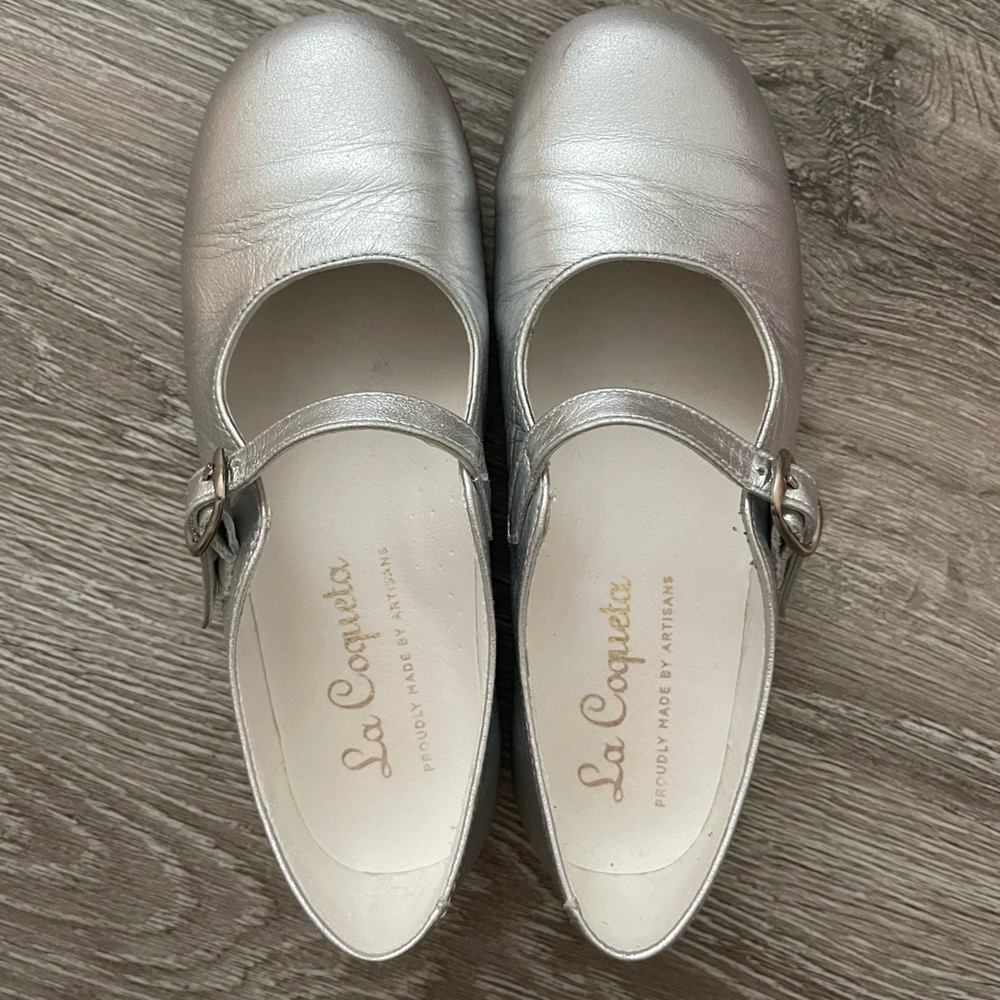 La Coqueta Silver Mary Jane Shoes